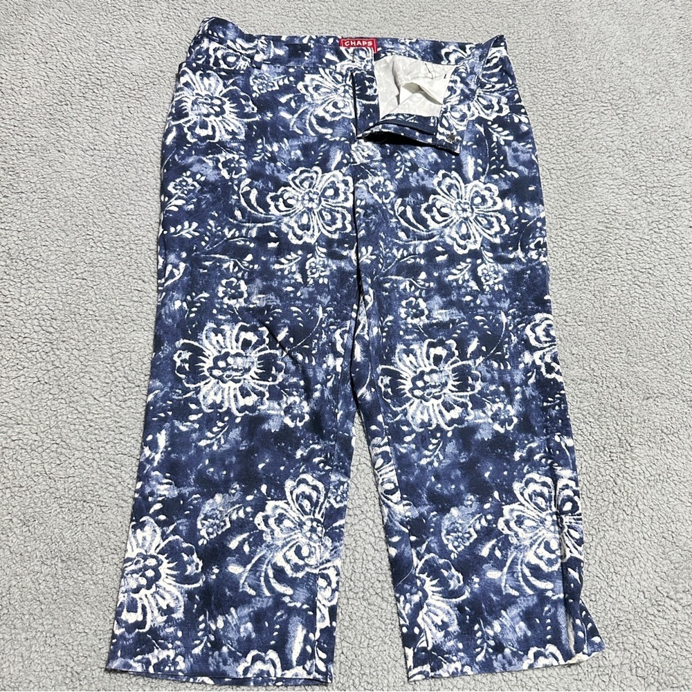 Chaps Blue Floral Straight Leg High Rise Pants – Women’s Size 10